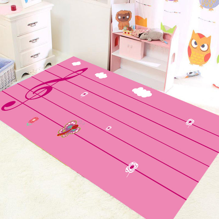BowLift | Multicolor bedroom rug funky music printed area rug polyester non-slip backing pet-friendly rug