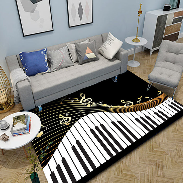 BowLift | Multicolor bedroom rug funky music printed area rug polyester non-slip backing pet-friendly rug
