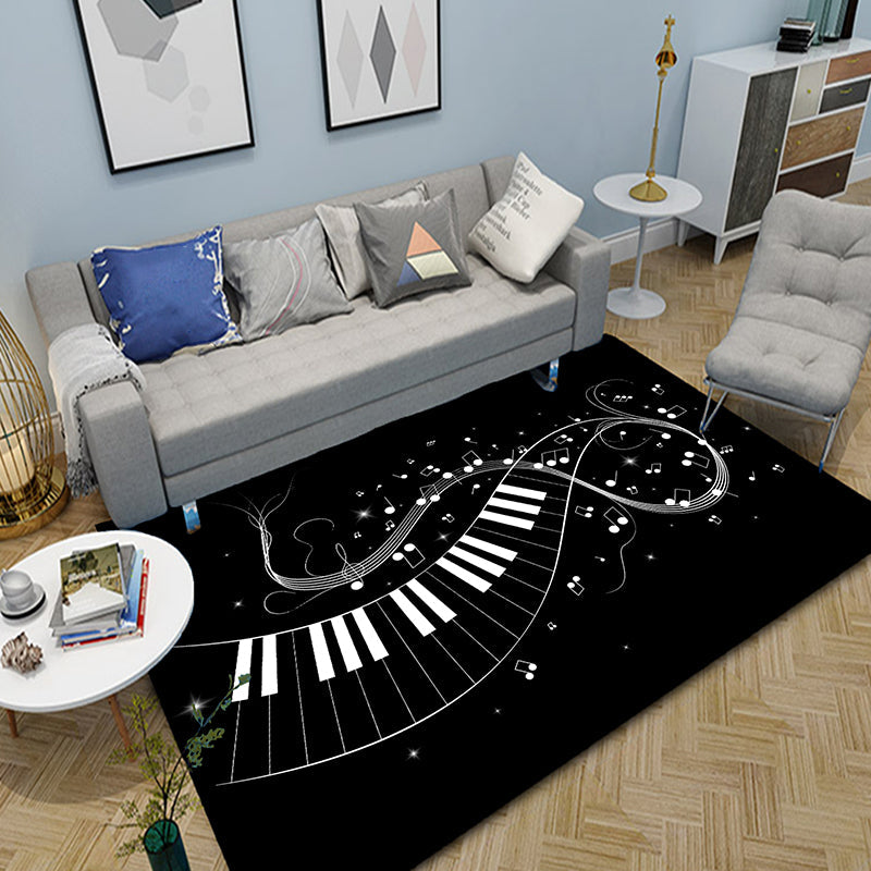 BowLift | Multicolor bedroom rug funky music printed area rug polyester non-slip backing pet-friendly rug