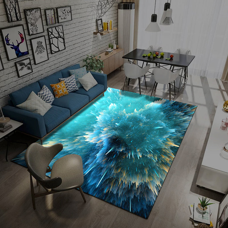 BowLift | Natural Living Room Rug Multicolored Space Print Rug Polypropylene Non-Slip Washable Area Rug