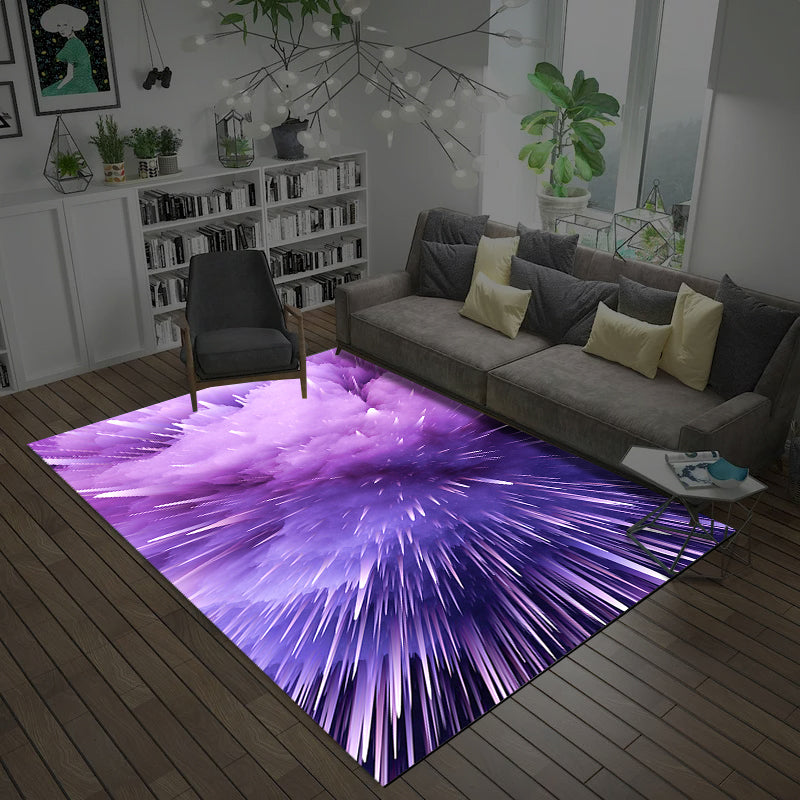 BowLift | Natural Living Room Rug Multicolored Space Print Rug Polypropylene Non-Slip Washable Area Rug