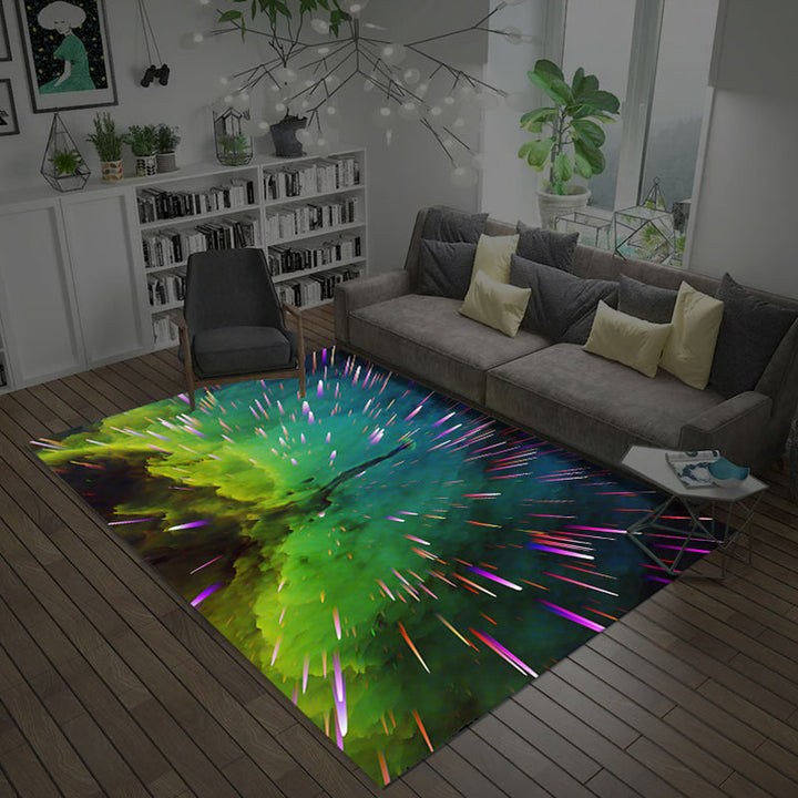 BowLift | Natural Living Room Rug Multicolored Space Print Rug Polypropylene Non-Slip Washable Area Rug
