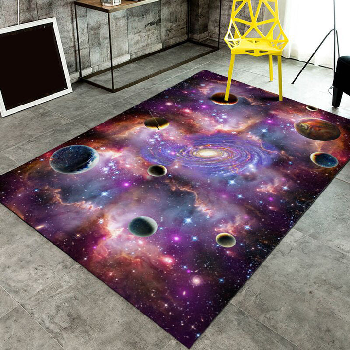 BowLift | Natural Living Room Rug Multicolored Space Print Rug Polypropylene Non-Slip Washable Area Rug