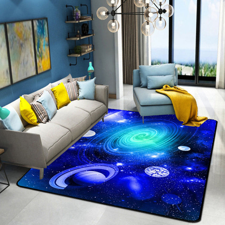 BowLift | Natural Living Room Rug Multicolored Space Print Rug Polypropylene Non-Slip Washable Area Rug