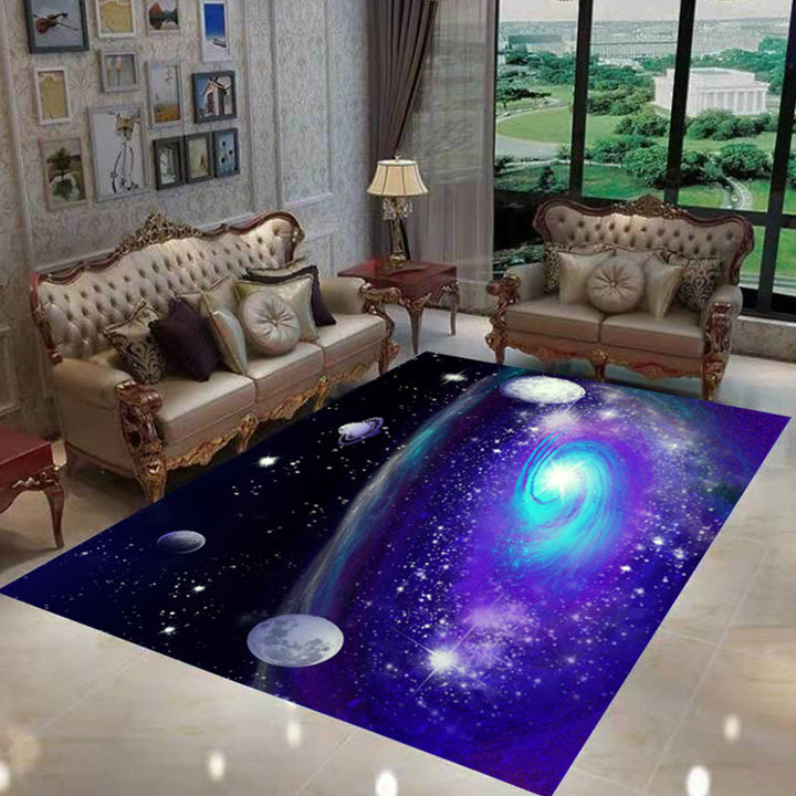 BowLift | Natural Living Room Rug Multicolored Space Print Rug Polypropylene Non-Slip Washable Area Rug