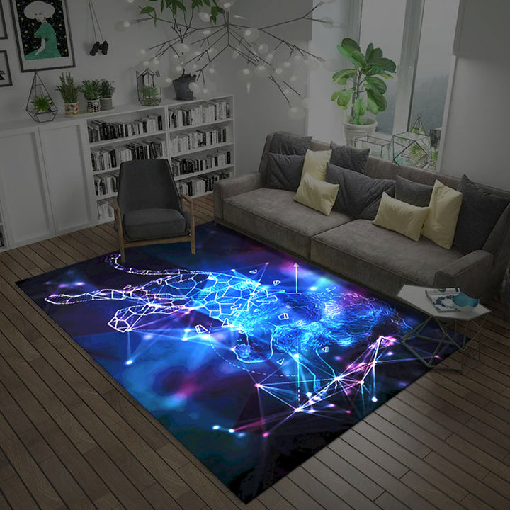 BowLift | Natural Living Room Rug Multicolored Space Print Rug Polypropylene Non-Slip Washable Area Rug
