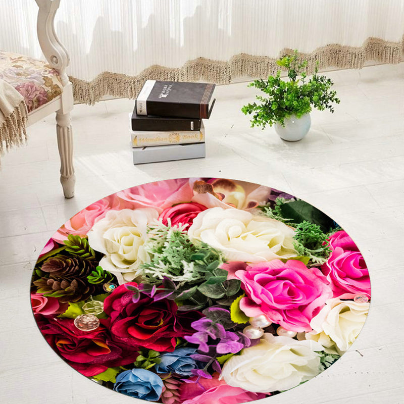 BowLift | Comfort 3D Plant Pattern Rug Multicolored Polypropylene Area Rug Easy Care Machine Washable Rug for Room