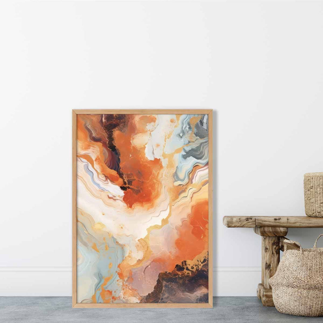Abstract Painting Liquid Art Print Orange Gray and Gold No. 1 | Bowlift