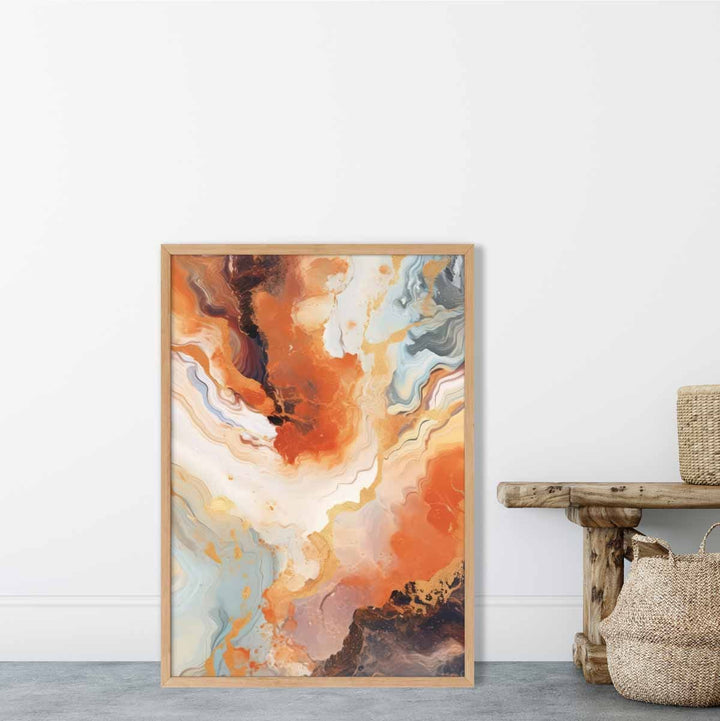 Abstract Painting Liquid Art Print Orange Gray and Gold No. 1 | Bowlift