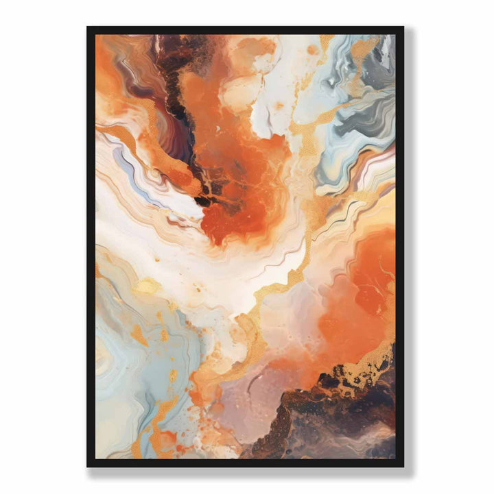 Abstract Painting Liquid Art Print Orange Gray and Gold No. 1 | Bowlift