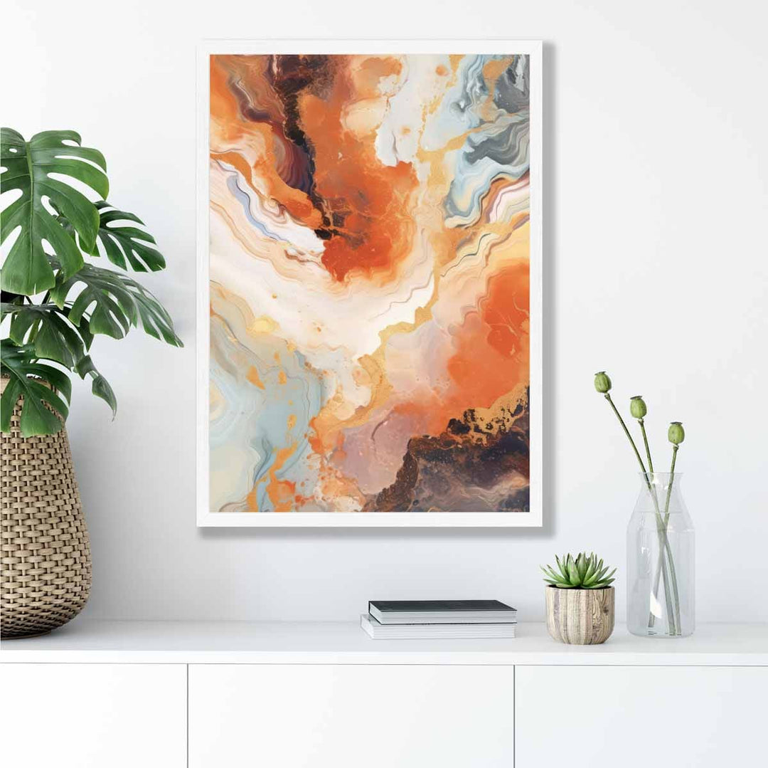 Abstract Painting Liquid Art Print Orange Gray and Gold No. 1 | Bowlift