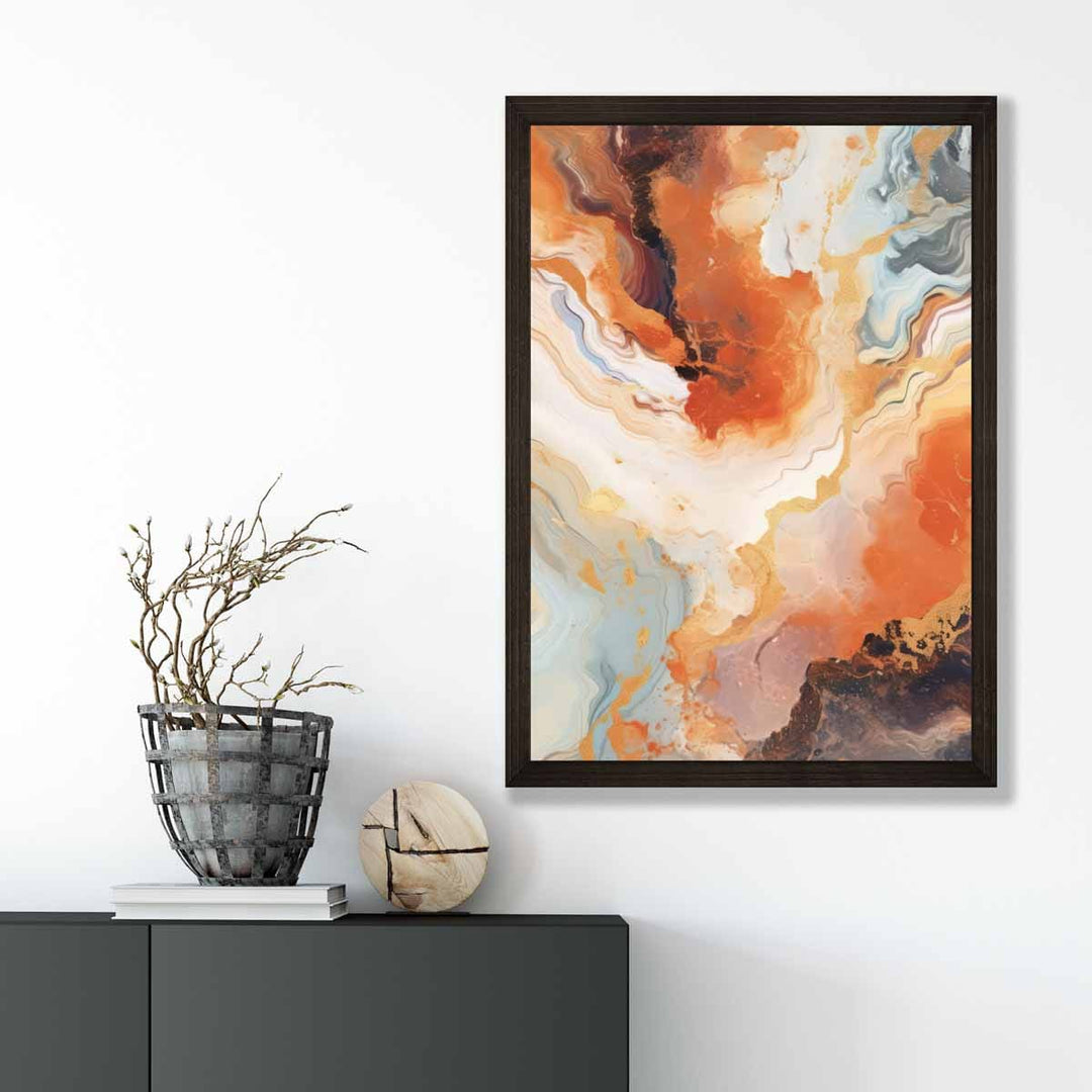 Abstract Painting Liquid Art Print Orange Gray and Gold No. 1 | Bowlift