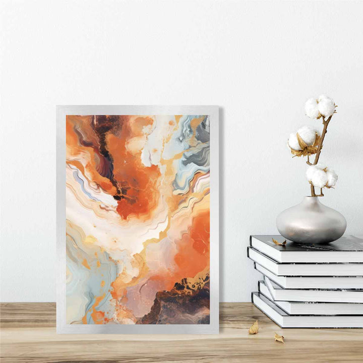 Abstract Painting Liquid Art Print Orange Gray and Gold No. 1 | Bowlift