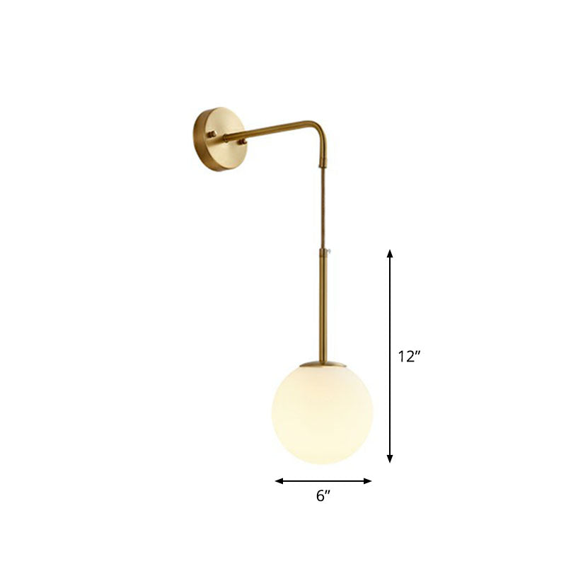 BowLift | Gold Finish Mini Globe Wall Light Sconces Minimalism 1-Bulb Cream Glass Wall Lighting