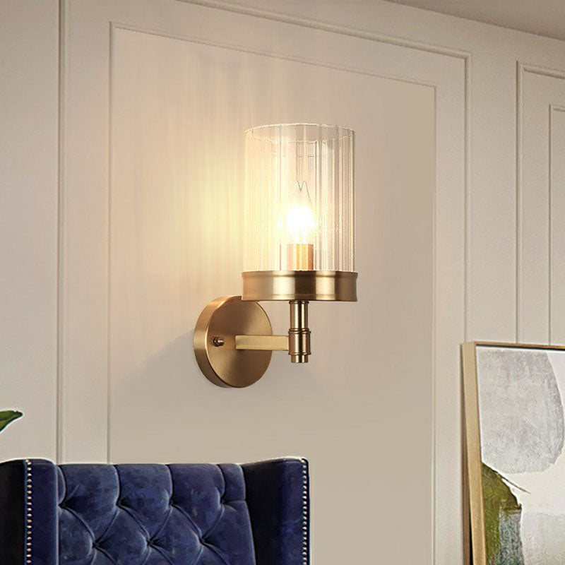 BowLift | Cup-shaped Wall Light Simplicity Clear Glass 1 Arm Gold Finish Wall Mount Light