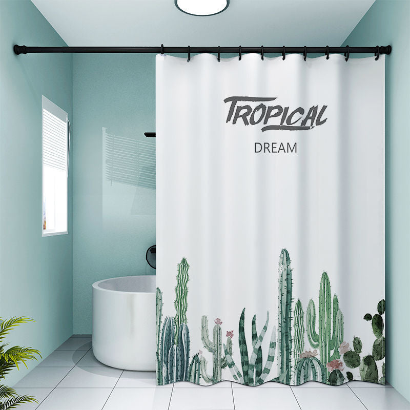 Tropical Cactus-Themed Shower Curtain Bowlift