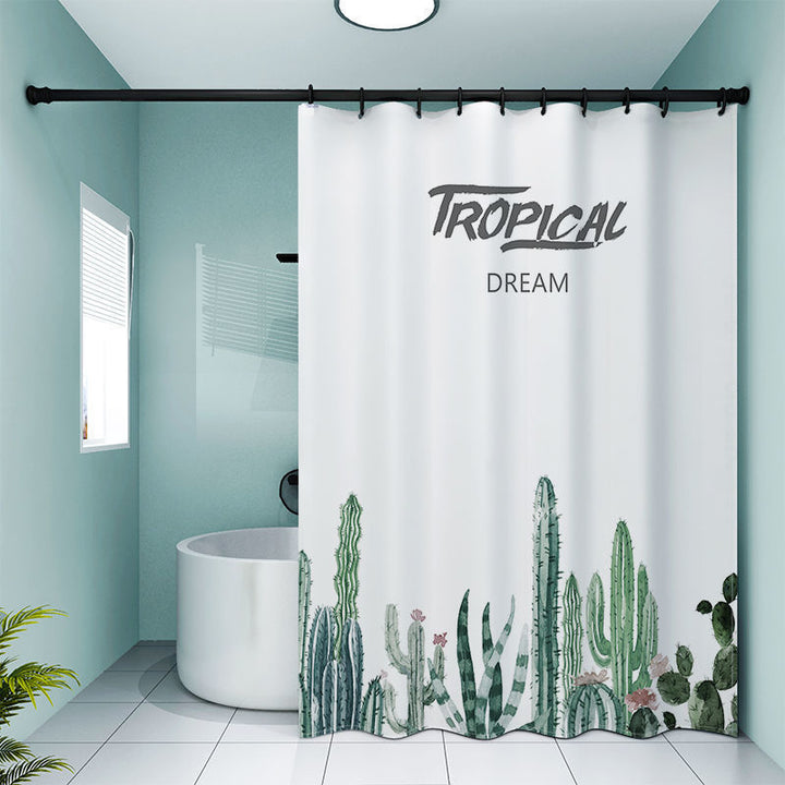 Tropical Cactus-Themed Shower Curtain Bowlift