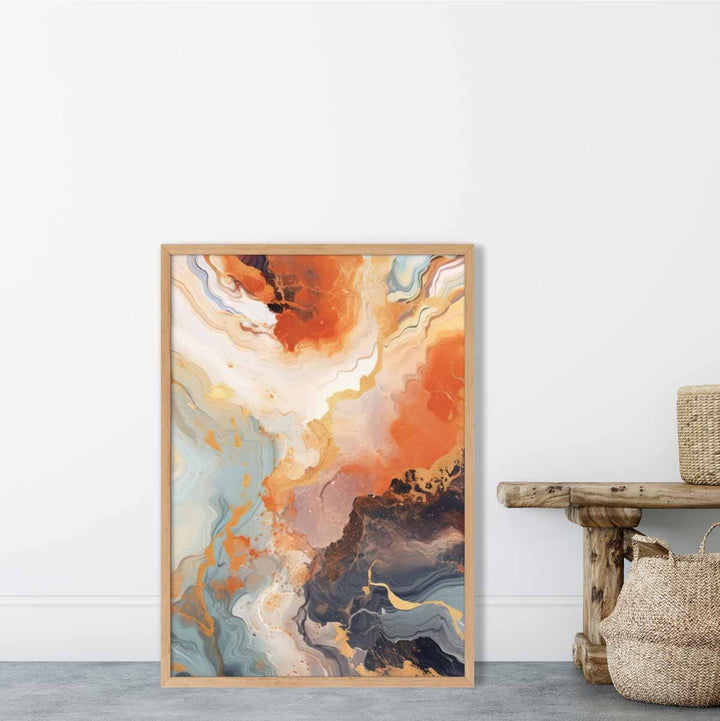 Abstract Painting Liquid Art Print Orange Gray and Gold No. 2 | Bowlift