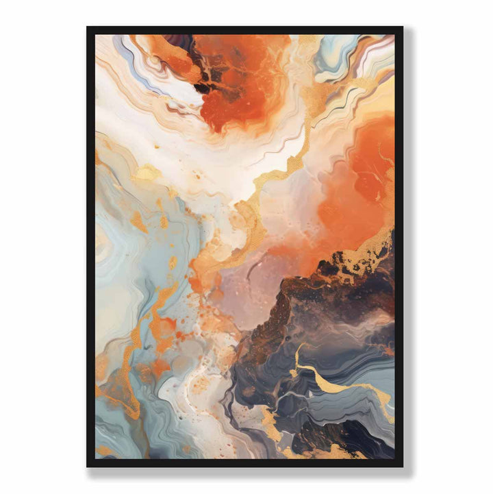 Abstract Painting Liquid Art Print Orange Gray and Gold No. 2 | Bowlift