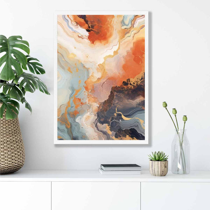 Abstract Painting Liquid Art Print Orange Gray and Gold No. 2 | Bowlift
