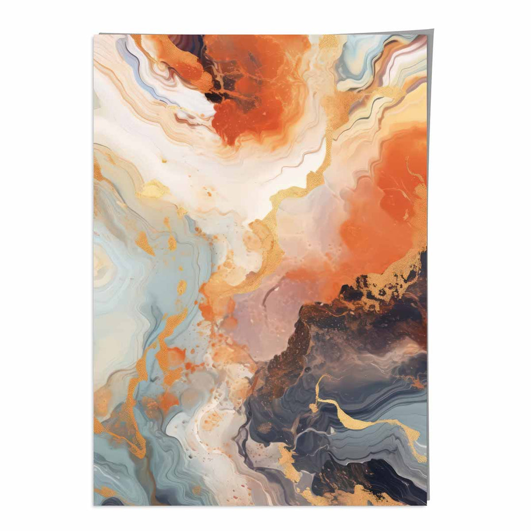 Abstract Painting Liquid Art Print Orange Gray and Gold No. 2 | Bowlift