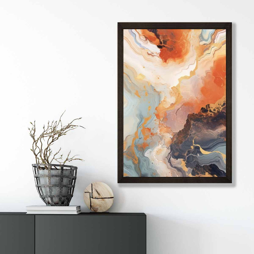 Abstract Painting Fluid Art Print Orange Gray and Gold No. 3 | Bowlift