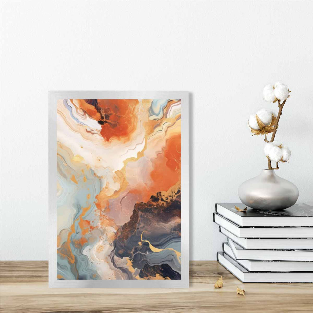 Abstract Painting Fluid Art Print Orange Gray and Gold No. 3 | Bowlift