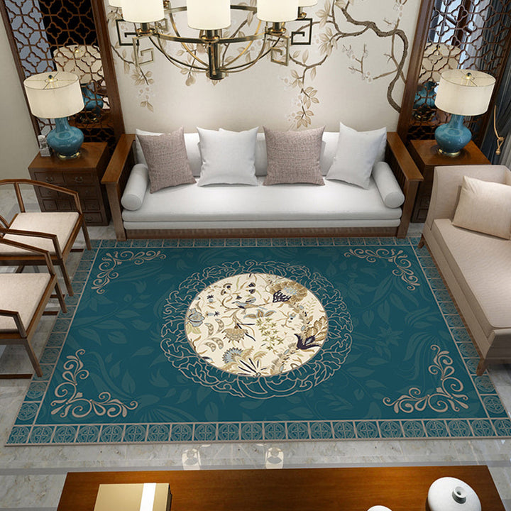 BowLift | Classic Zen Print Rug Multicolor Chinese Rug Polypropylene Non-Slip Backing Pet-Friendly Stain-Resistant Rug for Home