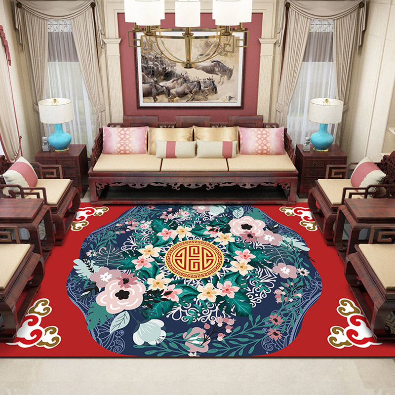 BowLift | Classic Zen Print Rug Multicolor Chinese Rug Polypropylene Non-Slip Backing Pet-Friendly Stain-Resistant Rug for Home