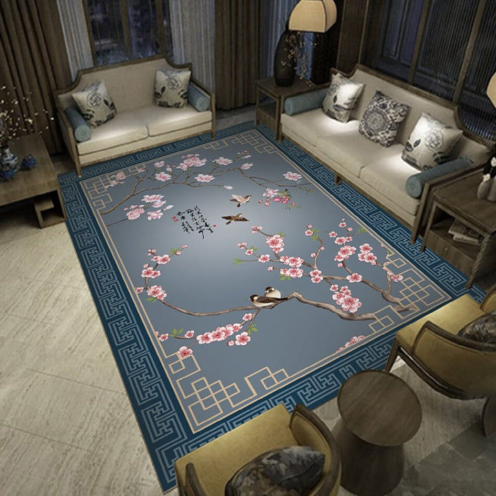 BowLift | Multicolored living room rug Chinoiserie flower rug polypropylene machine washable stain resistant non-slip back rug