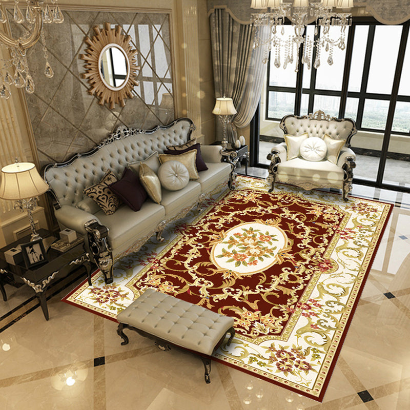 BowLift | Multicolored living room rug Chinoiserie flower rug polypropylene machine washable stain resistant non-slip back rug