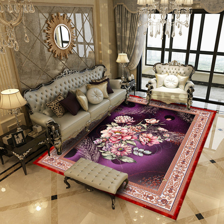 BowLift | Multicolored living room rug Chinoiserie flower rug polypropylene machine washable stain resistant non-slip back rug