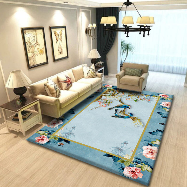 BowLift | Multicolored living room rug Chinoiserie flower rug polypropylene machine washable stain resistant non-slip back rug