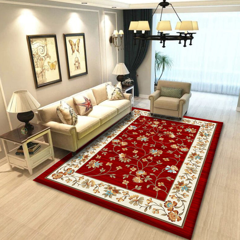 BowLift | Multicolored living room rug Chinoiserie flower rug polypropylene machine washable stain resistant non-slip back rug