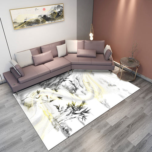 BowLift | Classic Mountain Landscape Rug Multicolored Chinese Rug Synthetic Stain Resistant Washable Non-Slip Rug for Deco