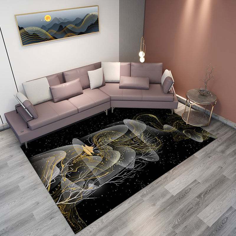 BowLift | Classic Mountain Landscape Rug Multicolored Chinese Rug Synthetic Stain Resistant Washable Non-Slip Rug for Deco