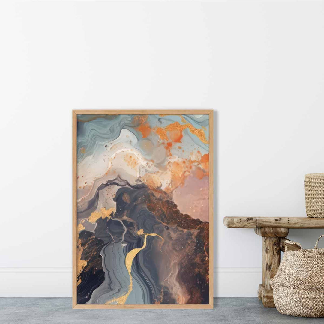 Abstract Painting Fluid Art Print Orange Gray and Gold No. 4 | Bowlift