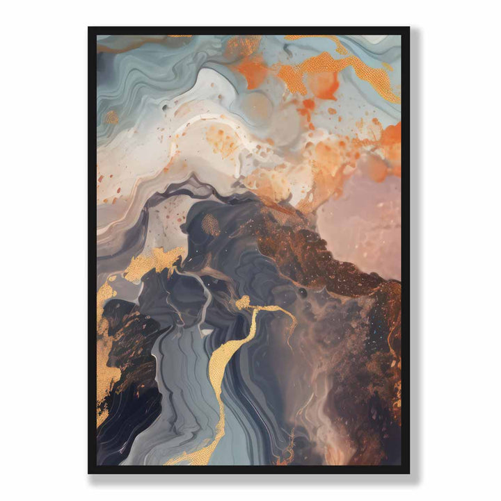 Abstract Painting Fluid Art Print Orange Gray and Gold No. 4 | Bowlift