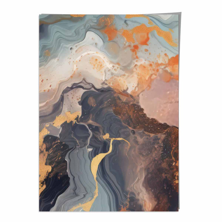 Abstract Painting Fluid Art Print Orange Gray and Gold No. 4 | Bowlift