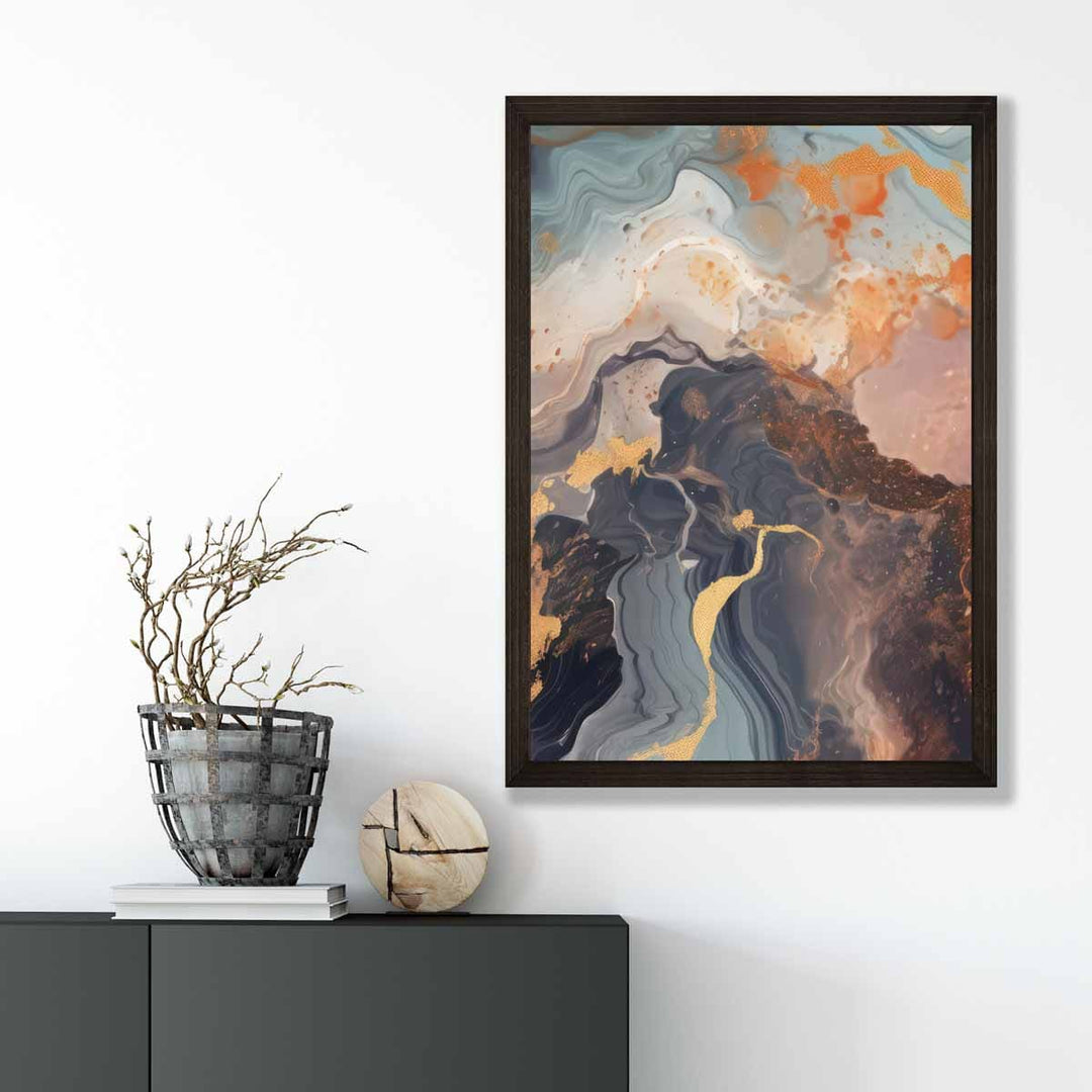 Abstract Painting Fluid Art Print Orange Gray and Gold No. 4 | Bowlift