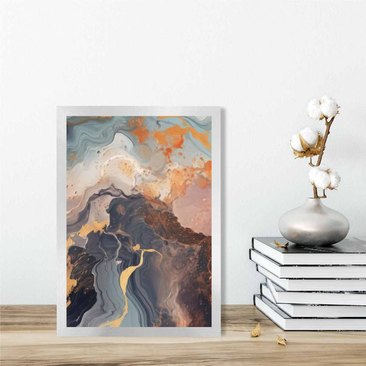 Abstract Painting Fluid Art Print Orange Gray and Gold No. 4 | Bowlift