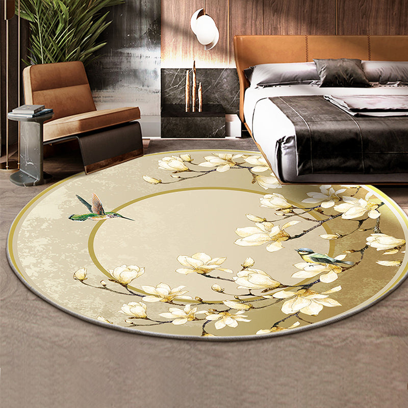 BowLift | Classic Flower and Bird Carpet Multicolor Chinese Carpet Synthetic Non-Slip Back Stain-Resistant Carpet for Deco