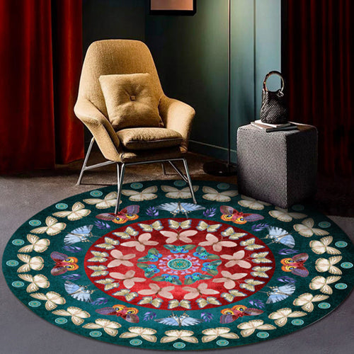 BowLift | Classic Flower and Bird Carpet Multicolor Chinese Carpet Synthetic Non-Slip Back Stain-Resistant Carpet for Deco
