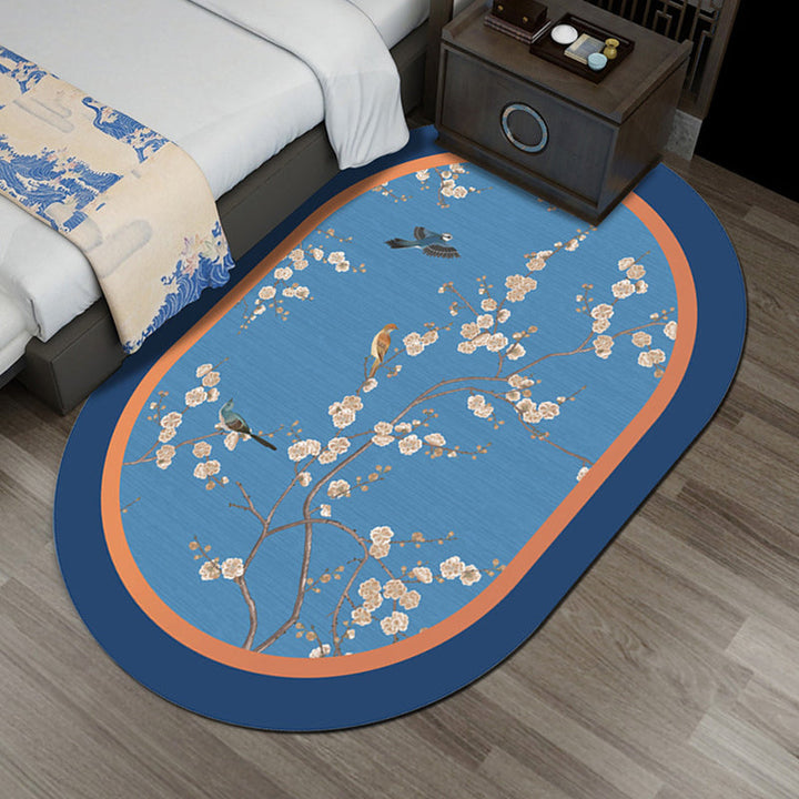 BowLift | Multi-Color Chinoiserie Area Rug Synthetic Flower and Bird Print Rug Non-Slip Back Pet-Friendly Rug for Bedroom