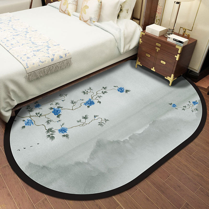 BowLift | Multi-Color Chinoiserie Area Rug Synthetic Flower and Bird Print Rug Non-Slip Back Pet-Friendly Rug for Bedroom