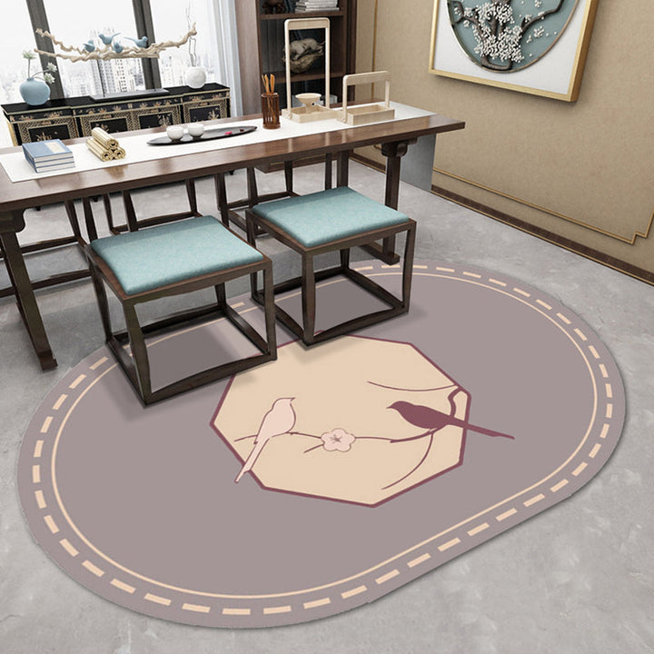 BowLift | Multi-Color Chinoiserie Area Rug Synthetic Flower and Bird Print Rug Non-Slip Back Pet-Friendly Rug for Bedroom