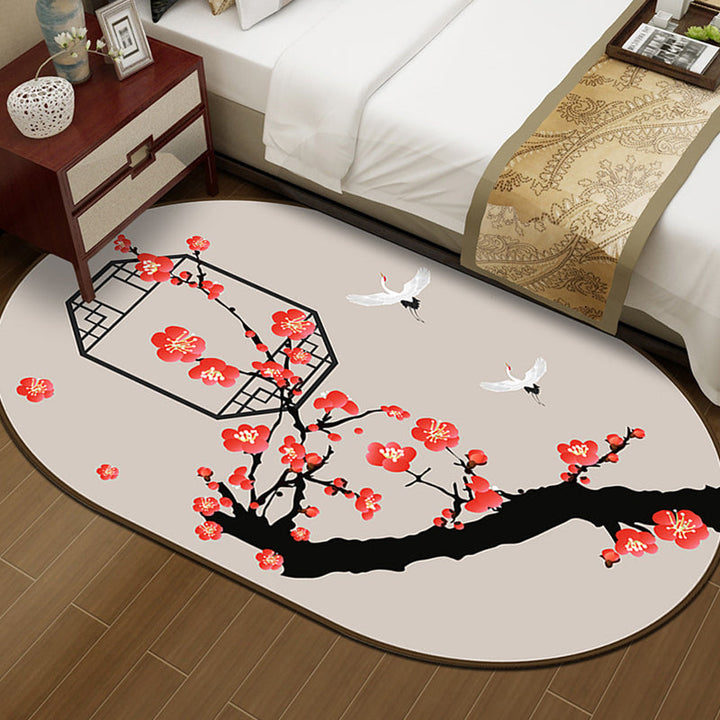 BowLift | Multi-Color Chinoiserie Area Rug Synthetic Flower and Bird Print Rug Non-Slip Back Pet-Friendly Rug for Bedroom