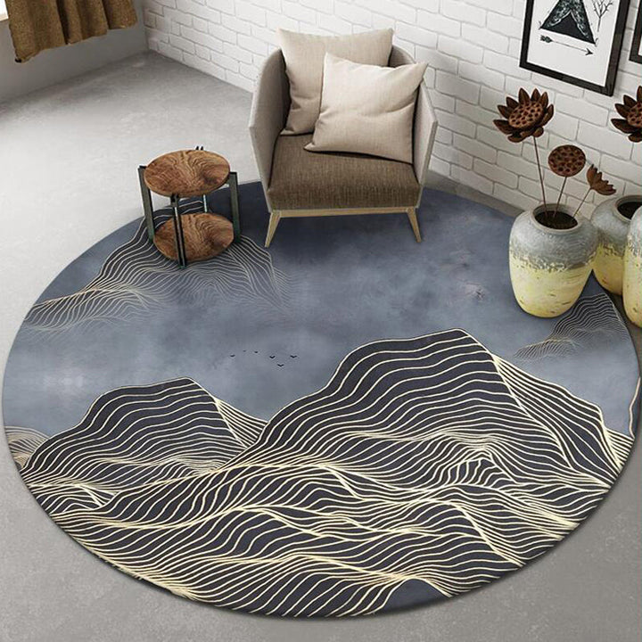 BowLift | Chinese Landscape Print Rug Multicolor Polypropylene Rug Anti-Skid Back Stain Resistant Pet Friendly Rug for the Living Room