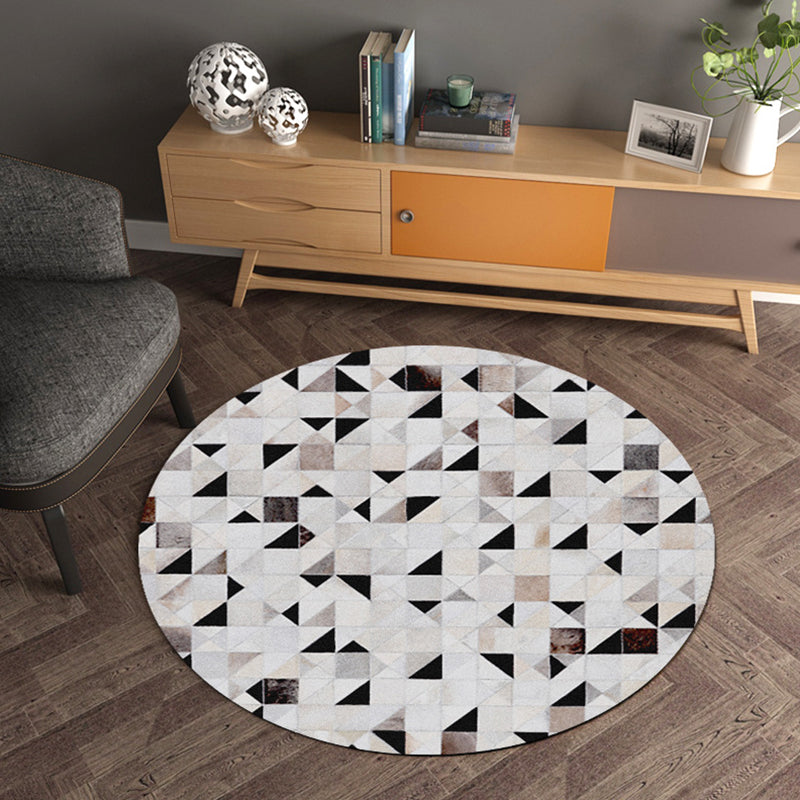 Multicolor Wood Look Geometric Carpet Cowhide Modern Carpet Stain Resistant Non-Slip Back Carpet for Home | Bowlift