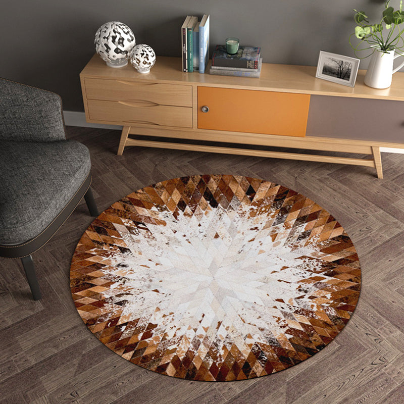Multicolor Wood Look Geometric Carpet Cowhide Modern Carpet Stain Resistant Non-Slip Back Carpet for Home | Bowlift